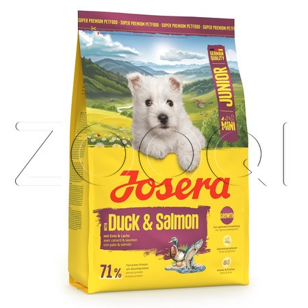 Корм Josera MiniJunior with Duck & Salmon (Junior/Adult Mini 29/18) для собак (утка, лосось)