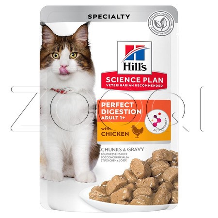 Hill's Science Plan PERFECT DIGESTION влажный корм для взрослых кошек (курица с коричневым рисом), 85 г