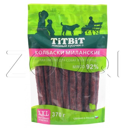 TiTBiT Колбаски Миланские для собак всех пород (XXL выгодная упаковка), 370 г