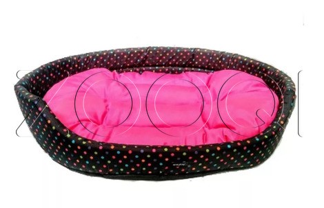 Лежак овальный с подушкой Crazy XXL 102x90x20 см в горошек, Розовый