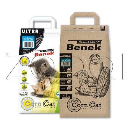 Super Benek Corn Cat Ulta Кукурузный наполнитель для кошачьего туалета (морской бриз), 7 л