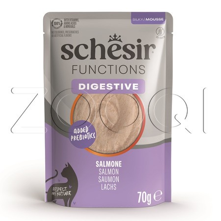 Мусс Schesir Cat Functions Digestive для кошек (лосось), 70 г