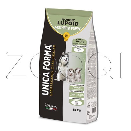 Корм Unica Forma Lupoid Nordic Mother & Puppy для беременных собак и щенков (лосось), 15 кг