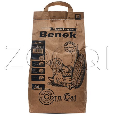 Super Benek Corn Cat Ultra Natural Кукурузный наполнитель для кошачьего туалета (натуральный), 7 л