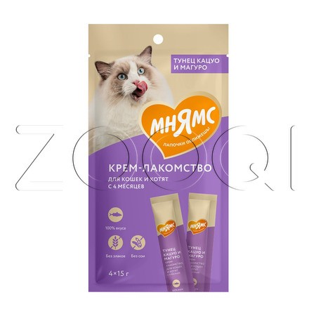 Мнямс Крем-лакомство для кошек (тунец Кацуо и Магуро), 4 x 15 г