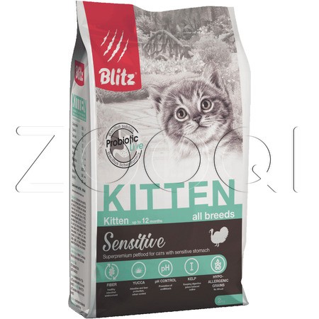 Blitz Sensitive Kitten All Breeds для котят, беременных и кормящих кошек (Индейка)