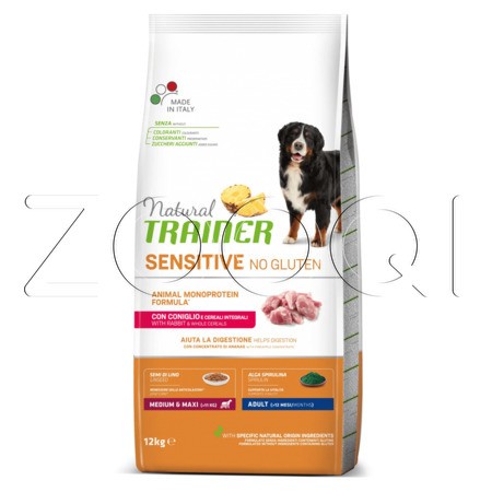 Natural Trainer Sensitive No Gluten Medium & Maxi Adult для взрослых собак средних и крупных пород (кролик)