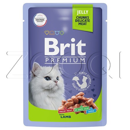 Brit Premium Пауч для взрослых кошек с ягненком в желе, 85 г