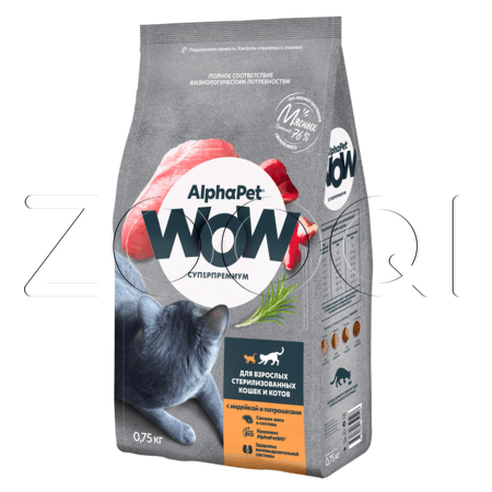 Корм AlphaPet WOW Superpremium для кошек (индейка, потрошки)