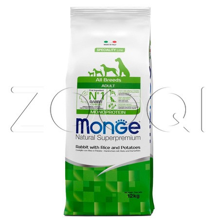 Корм Monge Dog Speciality Line Monoprotein Adult для собак (кролик, рис, картофель)