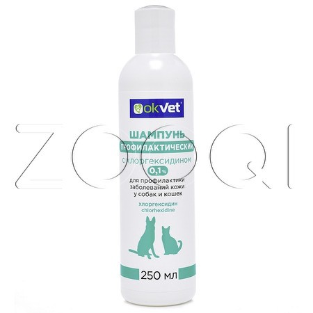 OKVET Шампунь профилактический с хлоргексидином 0,1%, 250 мл
