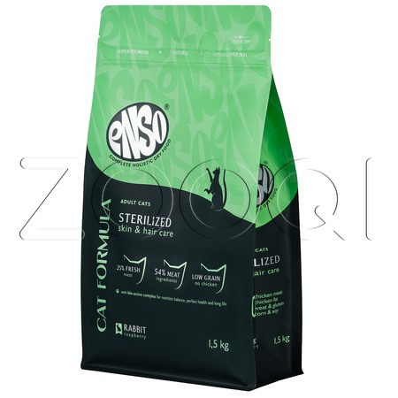 Корм ENSO Cat Formula Sterilized для кошек (кролик, малина)