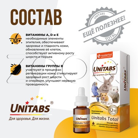 Unitabs Total для для кроликов, птиц и грызунов, 10 мл