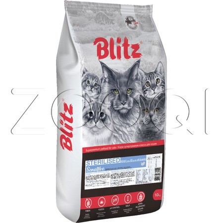 Blitz Sensitive Turkey Adult Sterilised Cat All Breeds для стерилизованных кошек (Индейка)