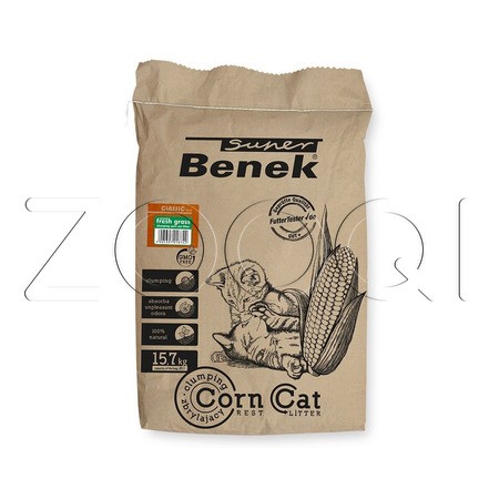 Super Benek Corn Cat Кукурузный наполнитель для кошачьего туалета (свежая трава)