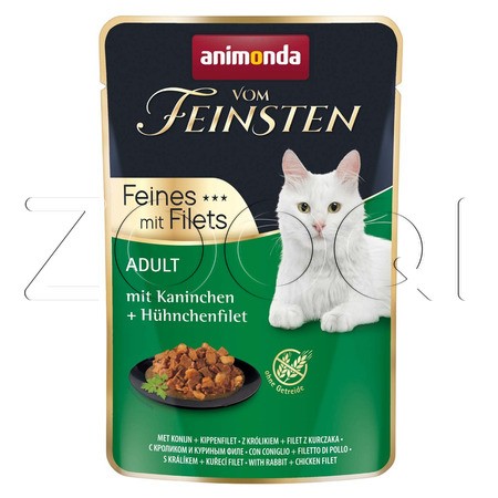 Пауч Vom Feinsten Adult Filets для кошек (кролик, филе куриное), 85 г