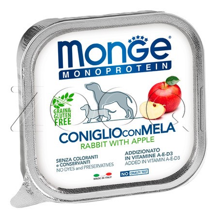 Monge Dog Natural Monoprotein Fruits для взрослых собак всех пород (кролик, яблоки), 150 г