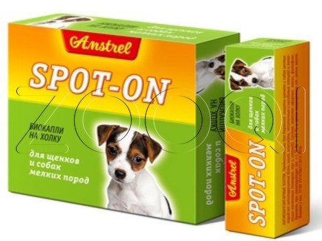 Биокапли антипаразит. Amstrel "Spot-on" для щенков и собак мелких пород, упак. 4 пип