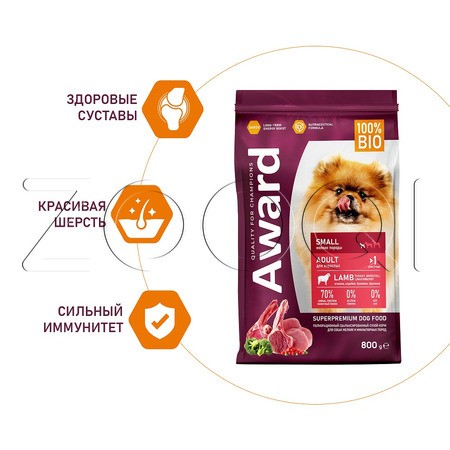 Корм Award для собак (ягненок, индейка, брокколи, брусника)
