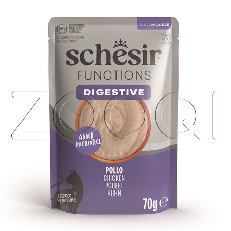 Мусс Schesir Cat Functions Digestive для кошек (курица), 70 г