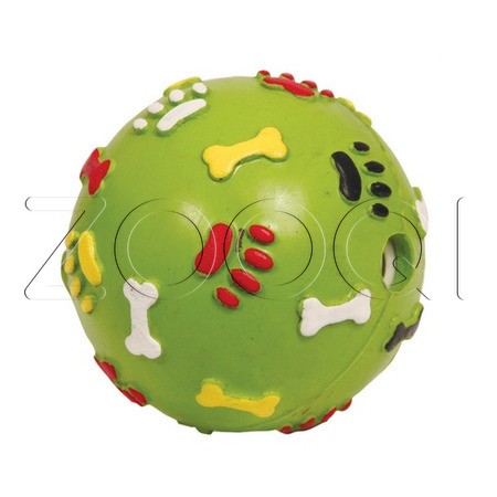 Triol J-15-210 Игрушка для собак из цельнолитой резины "Мяч с лапками и косточками со звуком"