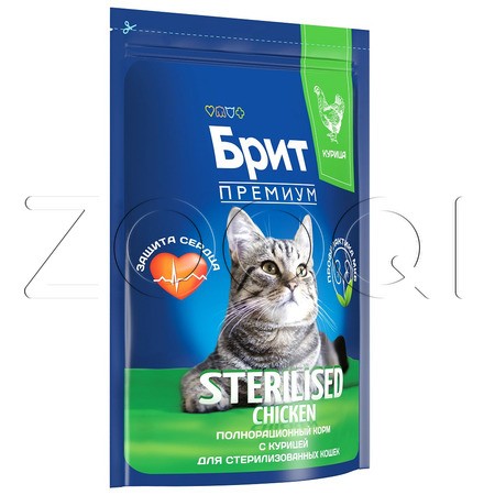 Корм Брит Премиум Cat Sterilised для кошек (курица)