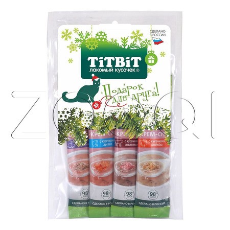 TiTBiT Крем-суп для кошек 4 вкуса (Новогодняя коллекция), 40 г