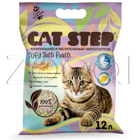 Cat Step Tofu Tutti Frutti Растительный комкующийся наполнитель (лимонная карамель)