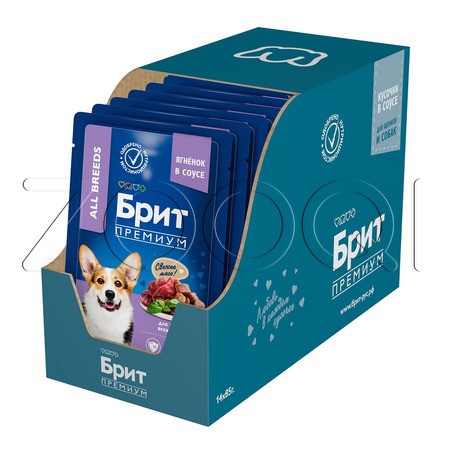 Пауч Брит Премиум Dog Adult для собак (ягнёнок в соусе), 85 г