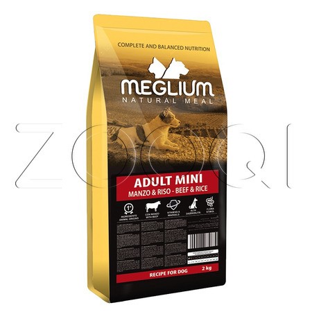 Корм Meglium Dog Adult Mini Sensible Beef & Rice для собак (говядина, рис)
