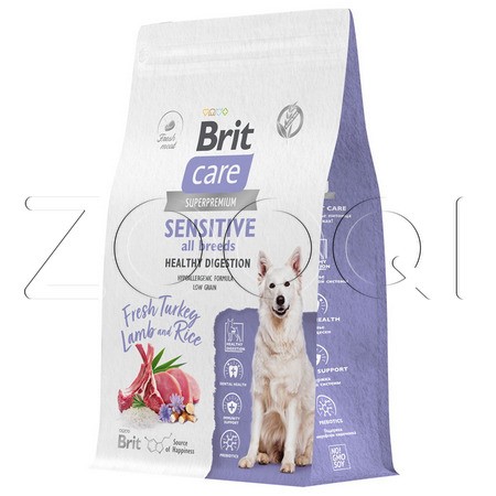 Brit Care Dog Adult Sensitive Healthy Digestion с индейкой, ягненком и рисом для взрослых собак с чувствительным пищеварением
