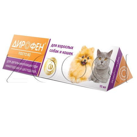Дирофен Паста 60 для взрослых собак и кошек, 10 мл