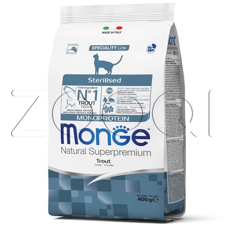 Корм Monge Cat Speciality Line Monoprotein Sterilised для кошек (форель)