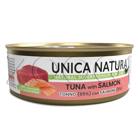 Консерва Unica Natura для кошек (тунец, лосось), 70 г