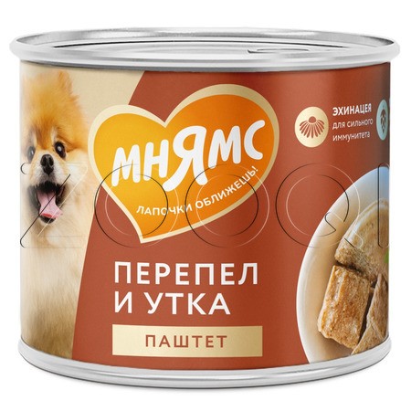 Паштет Мнямс «Сильный иммунитет» для собак (перепел, утка), 200 г