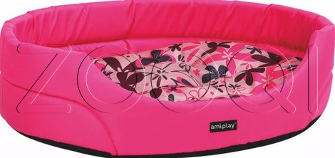 Лежак овальной формы с подушкой Crazy XL 87x76x20 см Розовый