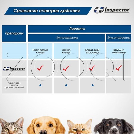 Инспектор Ошейник для кошек и мелких собак, 40 см