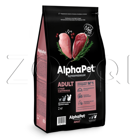 Корм AlphaPet Superpremium Adult для кошек (утка, цыпленок)