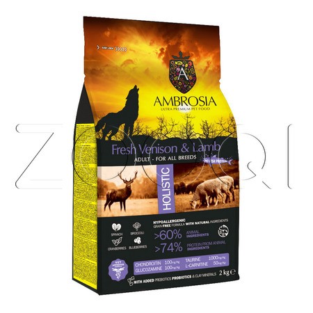 Корм Ambrosia Grain Free Adult Fresh Venison & Lamb для собак (оленина, ягненок)