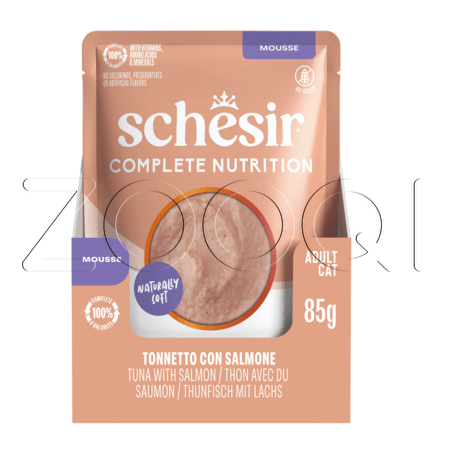 Мусс Schesir Cat Complete Nutrition для кошек (тунец, лосось), 85 г