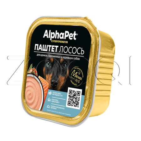 Паштет AlphaPet Суперпремиум для щенков, беременных и кормящих собак (лосось), 100 г