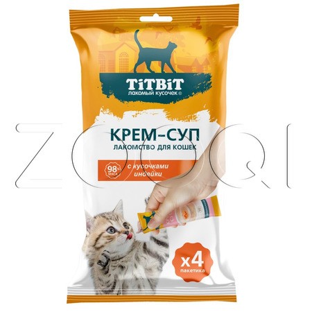 TiTBiT Крем-суп с кусочками индейки для кошек, 10 г х 4 шт