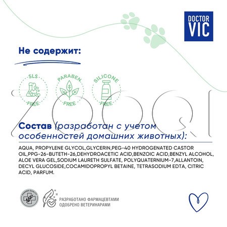 DOCTOR VIC Шампунь-спрей для собак и кошек экспресс-очищение шерсти, 250 мл