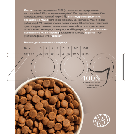 Корм ENSO Cat Formula Monoprotein для кошек (индейка, шпинат)