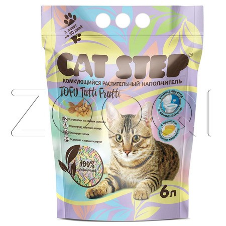 Cat Step Tofu Tutti Frutti Растительный комкующийся наполнитель (лимонная карамель)