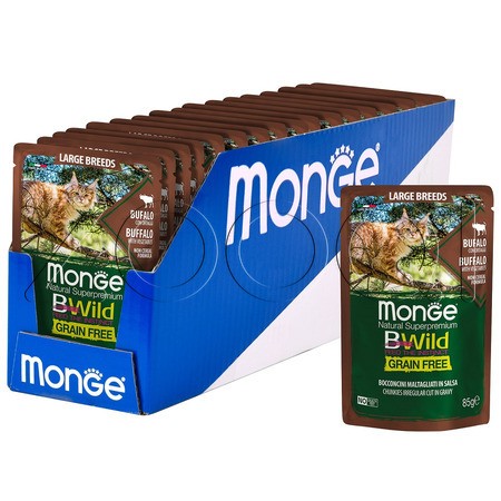 Monge Cat BWild Grain Free для котят и кошек крупных пород (буйвол с овощами), 85 г