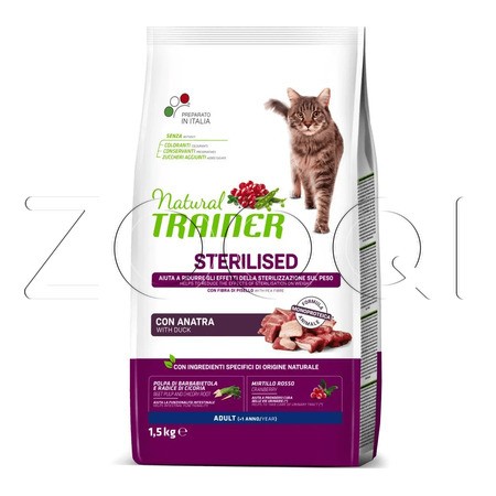 Корм Trainer Natural Adult Sterilised для кошек и котов (утка)