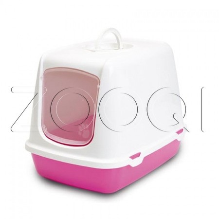 Туалет-домик "SAVIC" "Oscar " для кошек, 37 x 50 x 39 см,светло-розовый/белый, пластик
