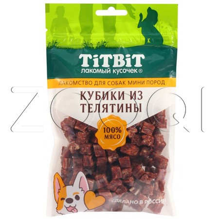 TiTBiT Кубики из телятины для собак мини пород, 100 г