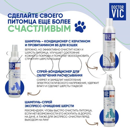 DOCTOR VIC Бальзам-маска с кератином и провитамином В5 для кошек, 200 мл